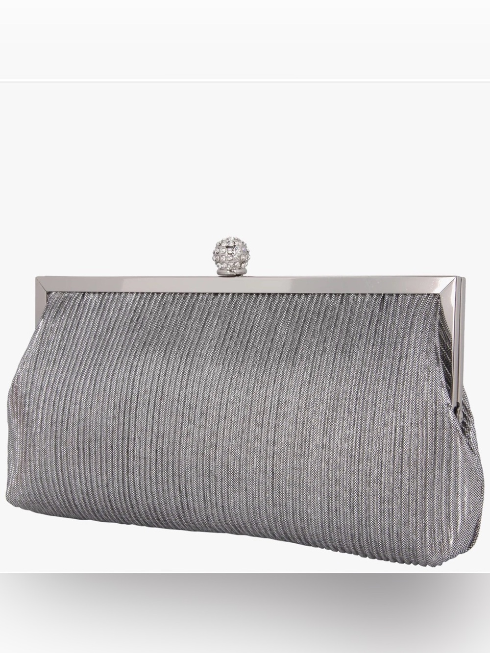Nina Aneka Clutch. Steel Shine Pleated.